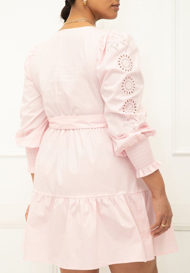 ELOQUII Elements Tiered Dress With Eyelet Sleeve, , alternate image number null