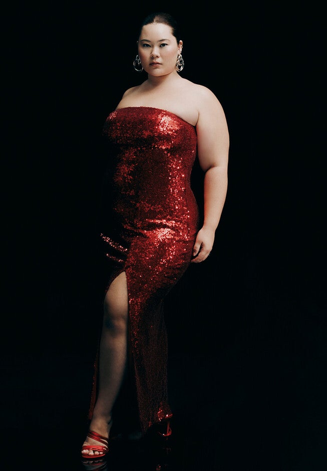 Sequin Gown with Slit, SALSA, alternate image number null