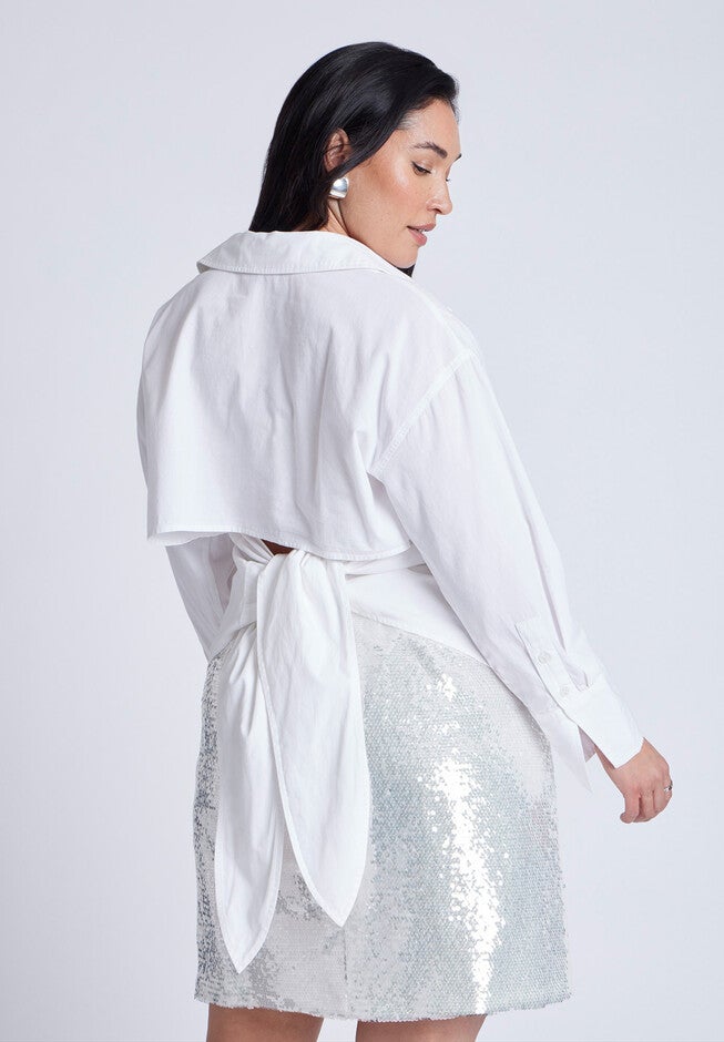 Tie Back Button Up Top, BRIGHT WHITE, on-hover image number null