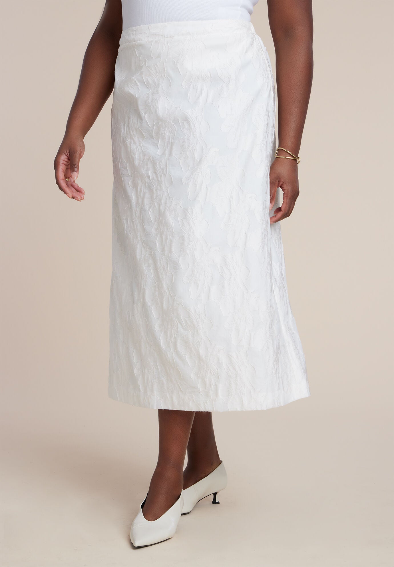 Floral Jacquard A Line Skirt