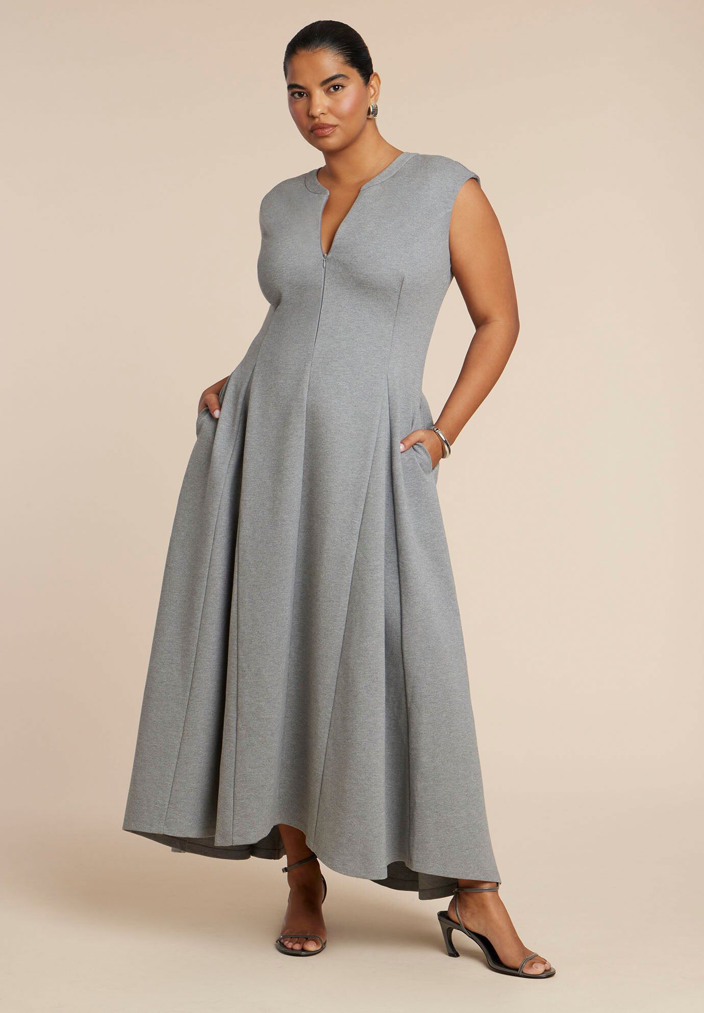 Notch Seam Detail Ponte Dress