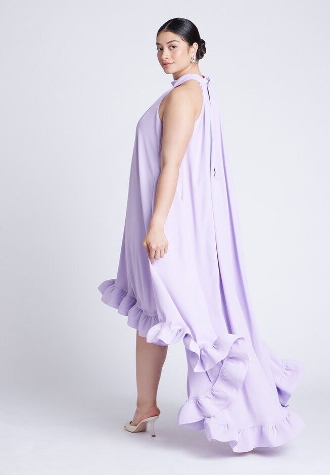 High Low Dramatic Ruffle Detail Dress, LILAC BREEZE, alternate image number null