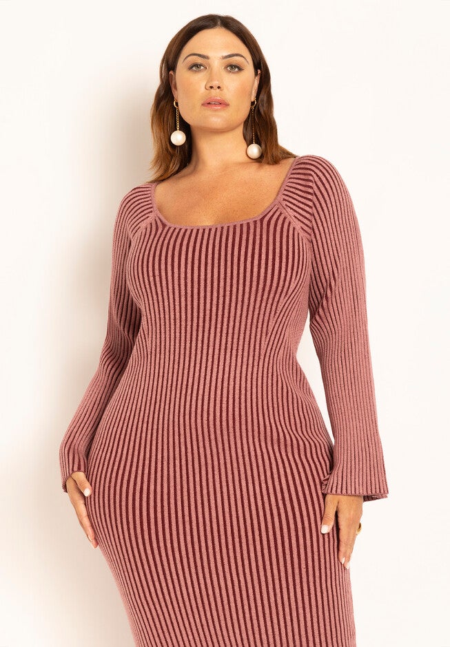 Petal Sleeve Midi Sweater Dress, , alternate image number null