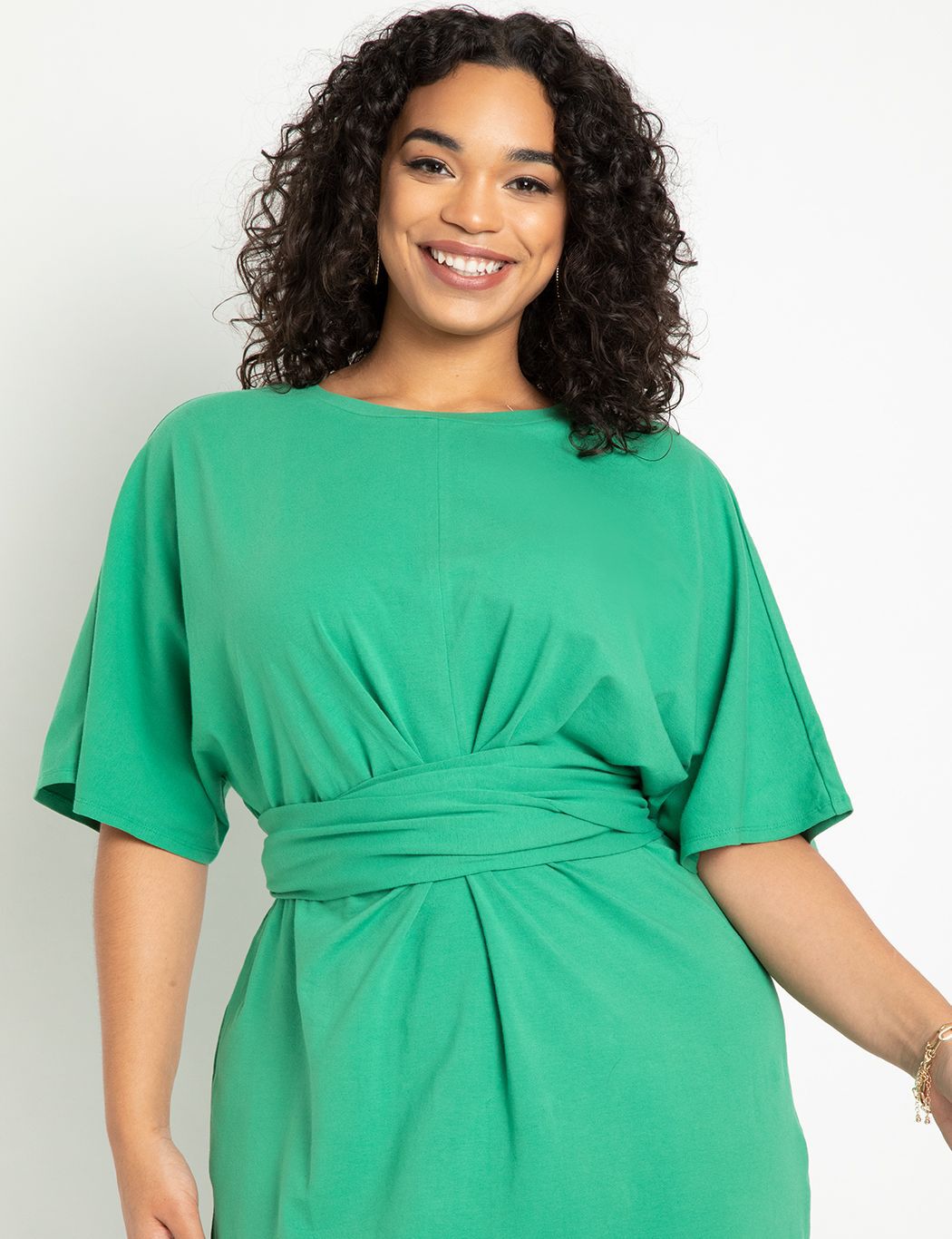 Flutter Sleeve Dress - Cross Front Style, Leprechaun | Eloquii