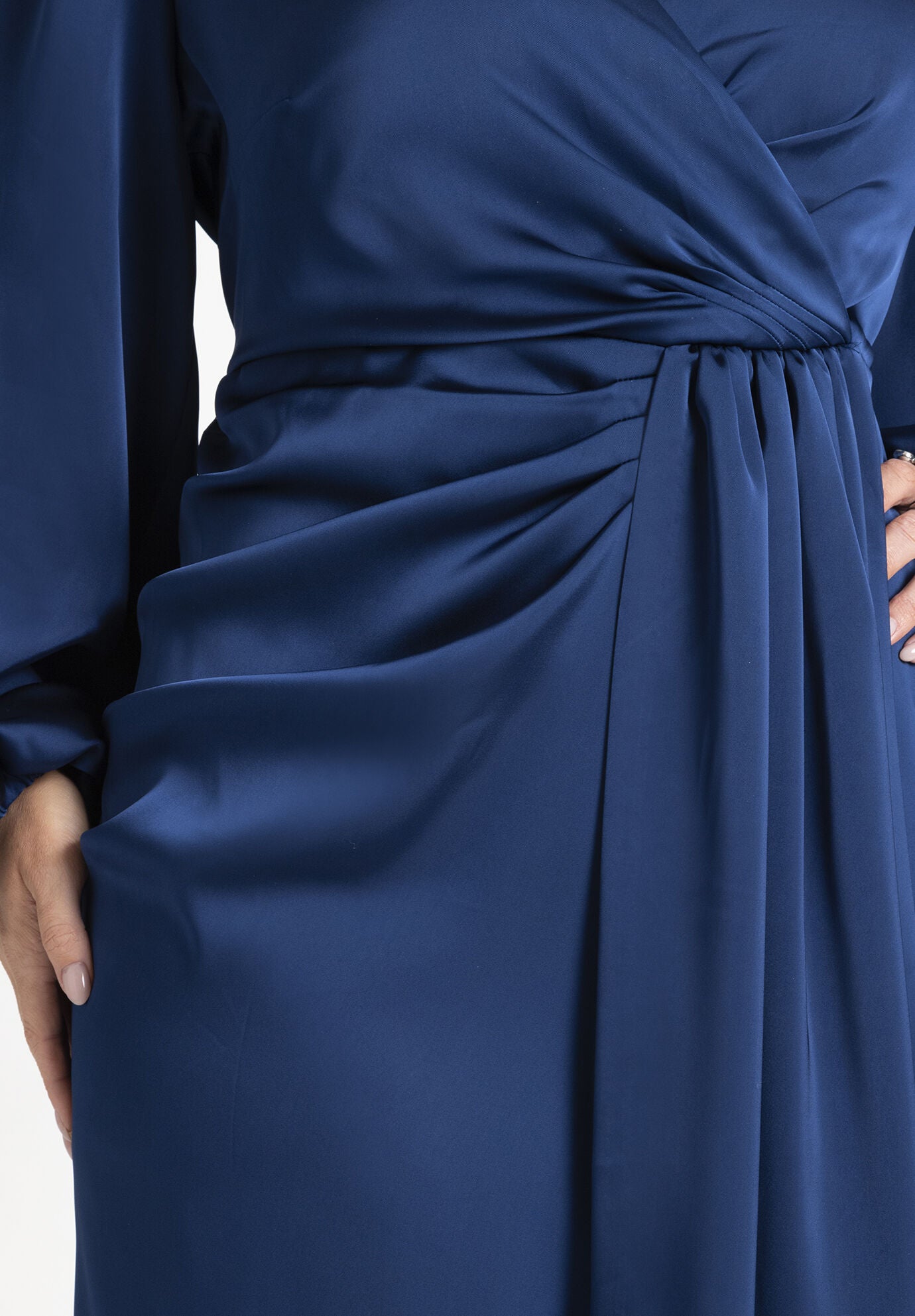 Belle Puff Sleeve Wrap Satin Dress