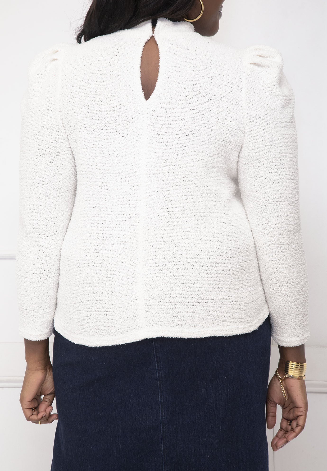 ELOQUII Elements Textured Mutton Sleeve Sweater Eloquii