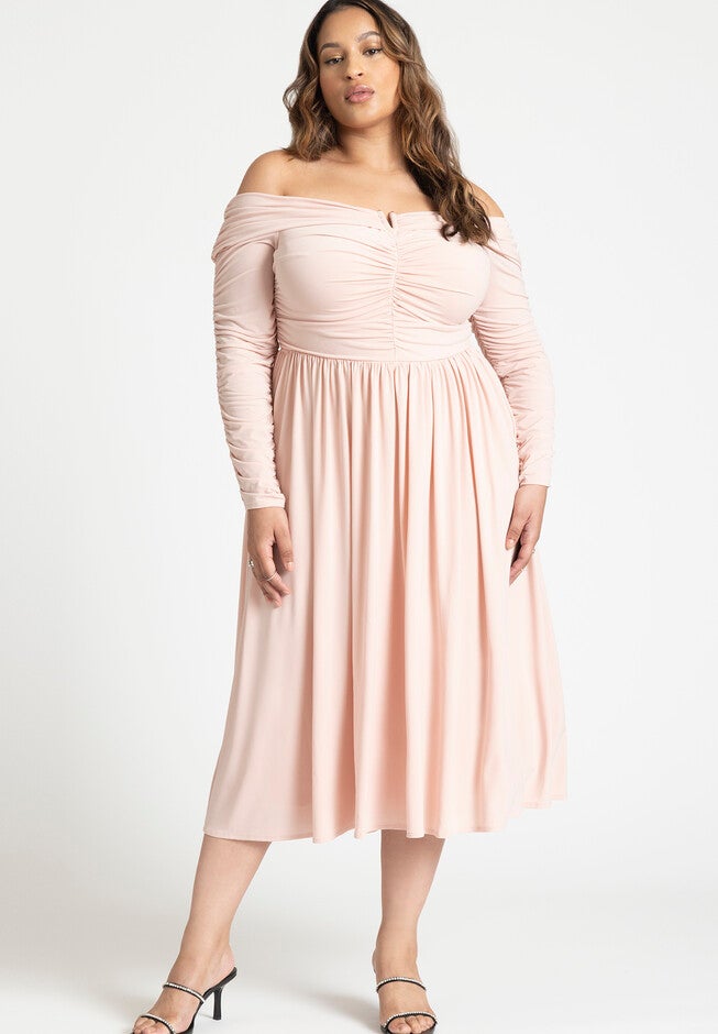 Off The Shoulder Ruched Dress, , on-hover image number null