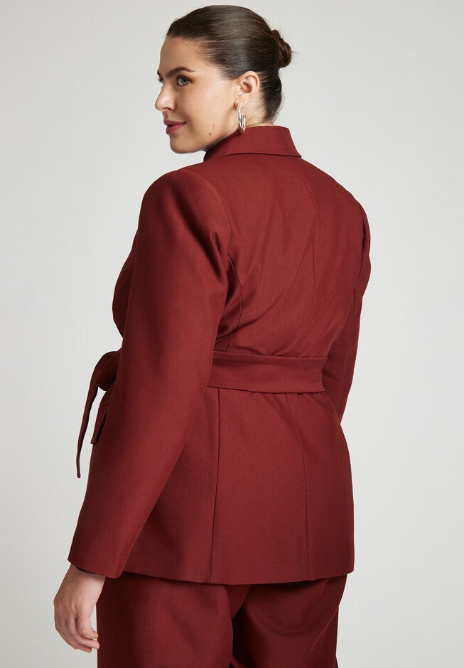 Wide Belt Single Breasted Blazer, , on-hover image number null