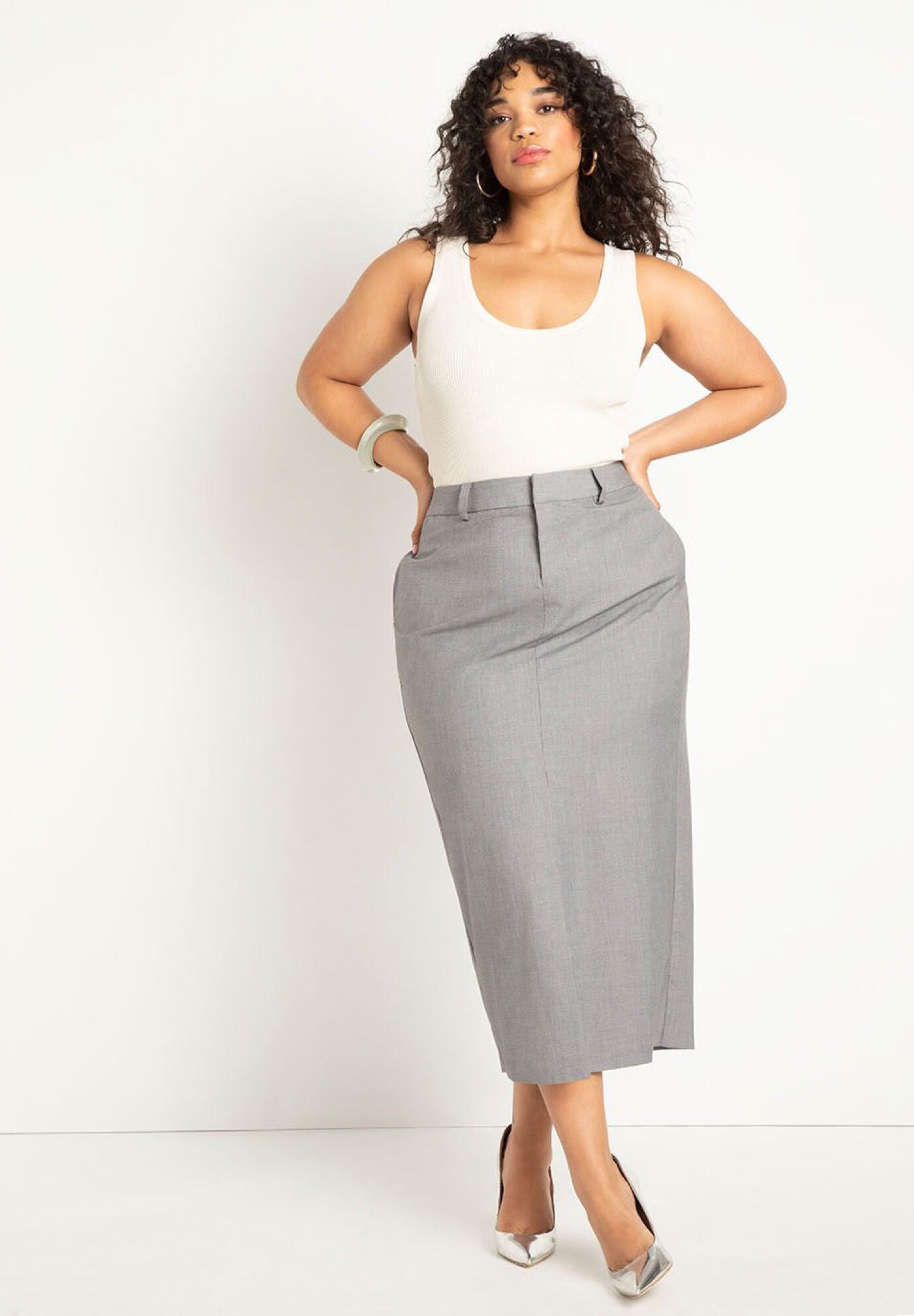 Woman within store maxi skirts