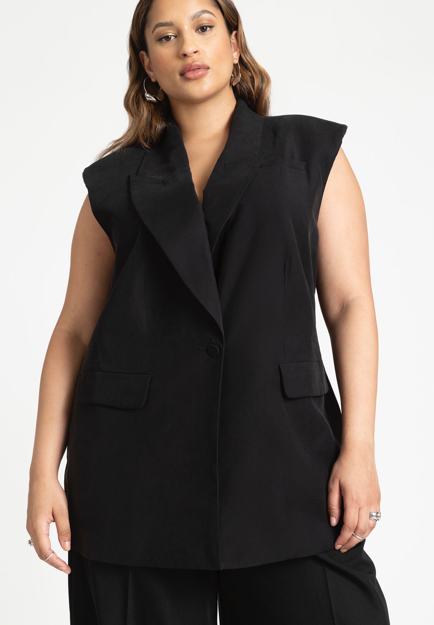 Women Longline Double Breasted Vest By ( Size 16 )