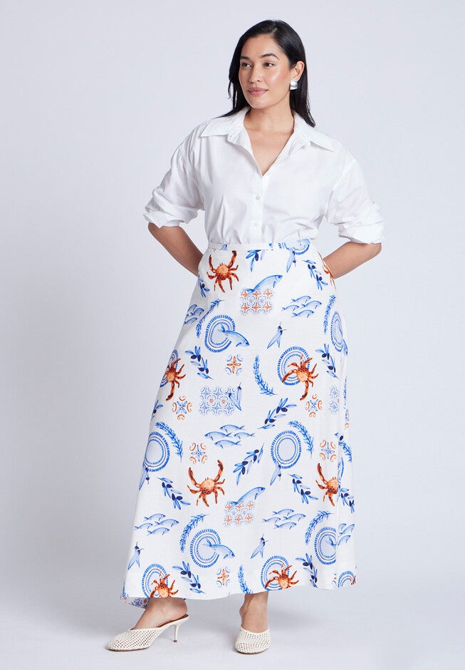 Printed Full Skirt, SEASIDE, hi-res image number null