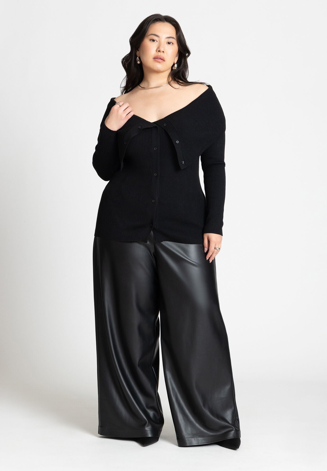 Plus size wide leg leather pants clearance