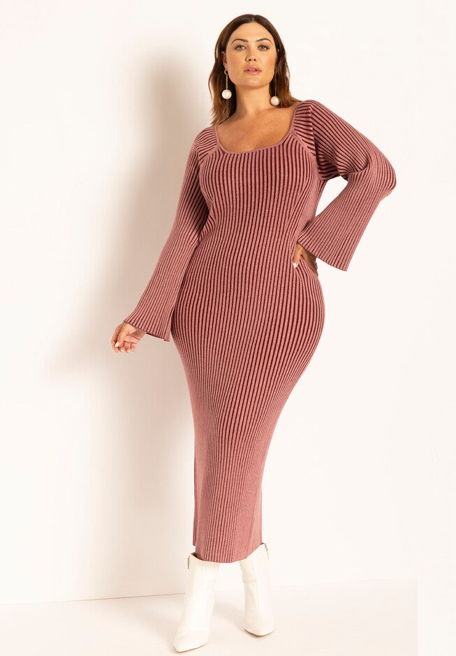 Petal Sleeve Midi Sweater Dress, , on-hover image number null