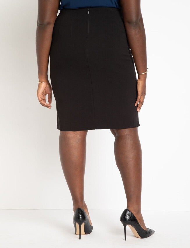 The 365 Suit Twist Detail Pencil Skirt, TOTALLY BLACK, alternate image number null