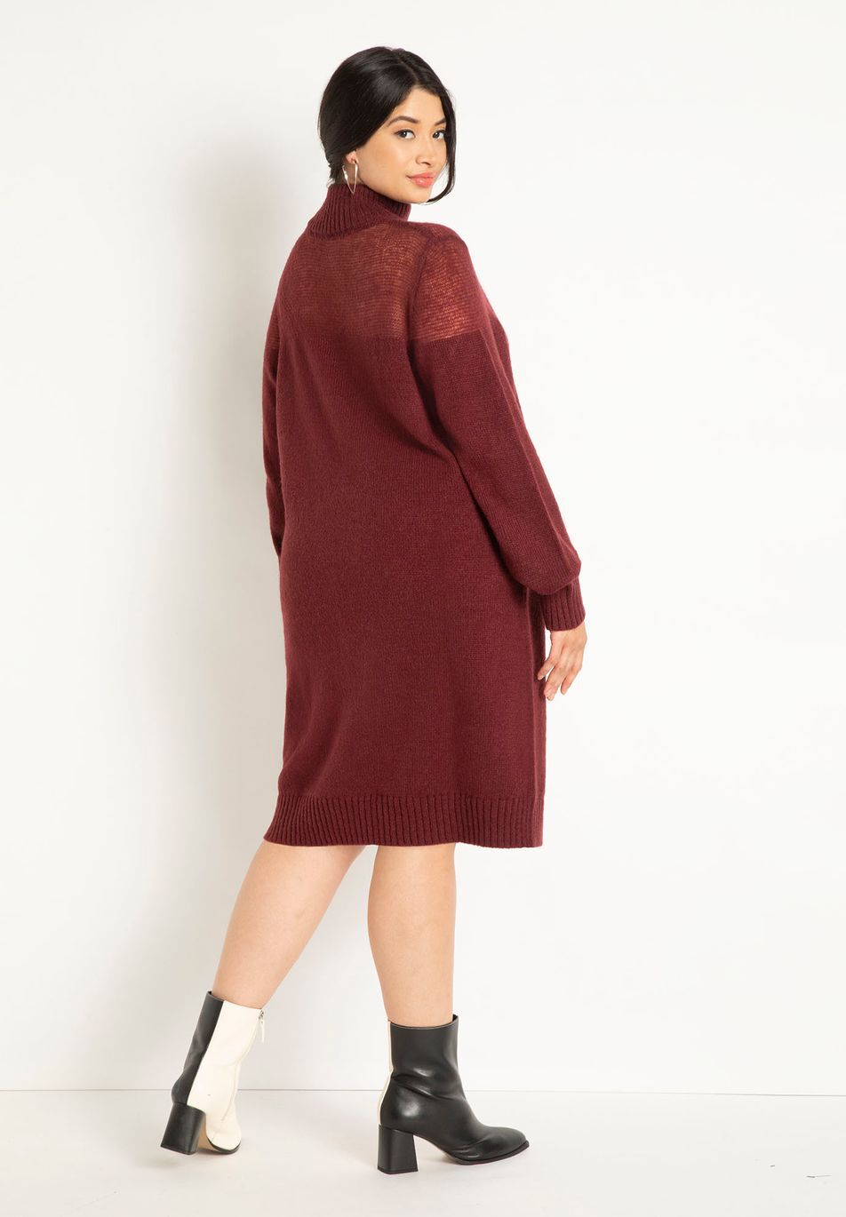 Sweater Dress With Sheer Panel