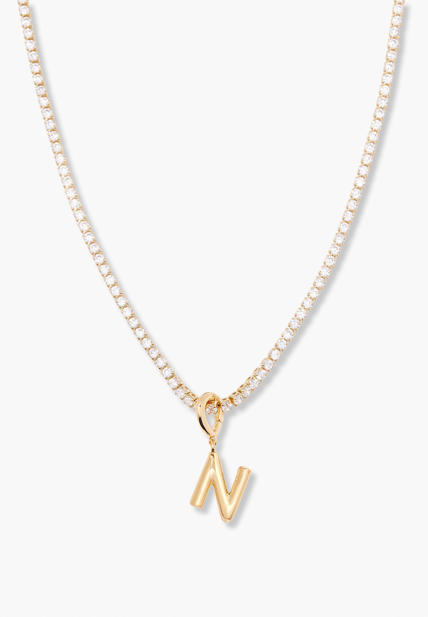 Isabella Mini Tennis Initial Necklace, N, hi-res image number 0