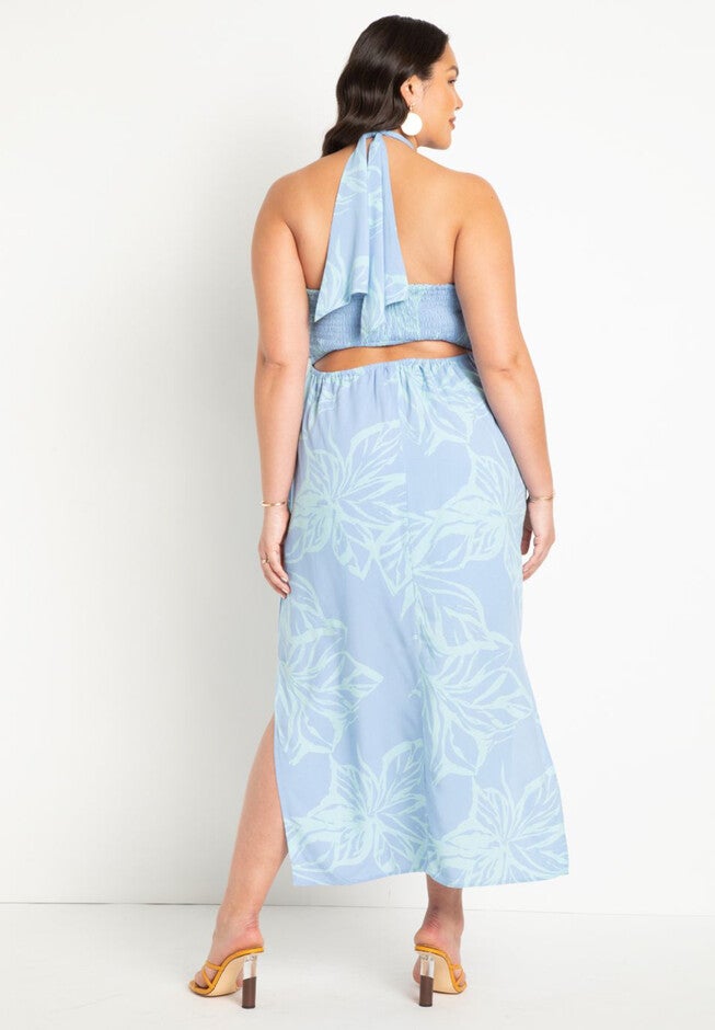 Halter Neckline Printed Dress, , alternate image number null