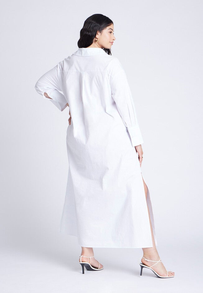 Collared Maxi Shirt Dress, BRIGHT WHITE, alternate image number null