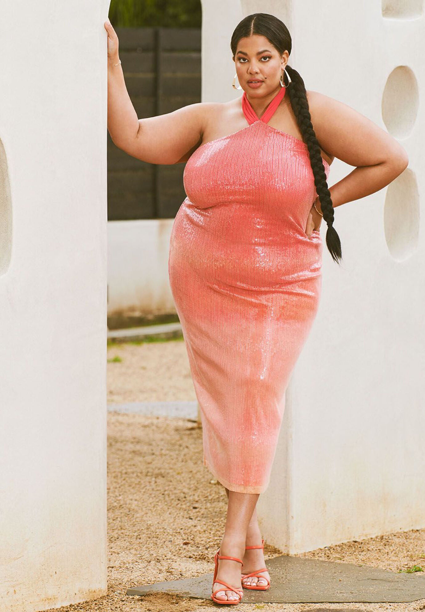 Ombre sequin slip midi skirt online