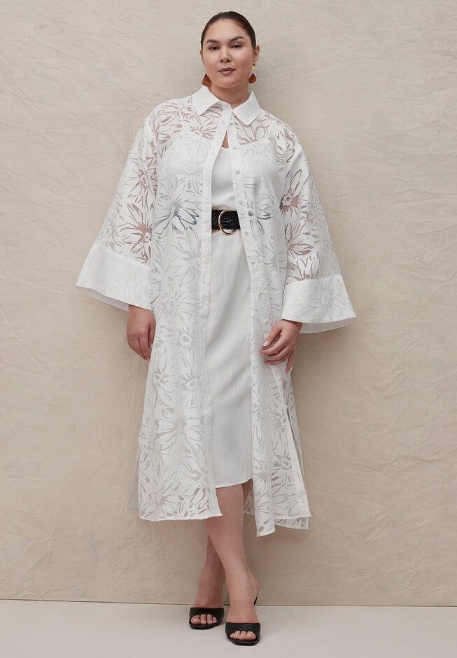 Floral Oversized Shirt Dress, PEARL, hi-res image number null