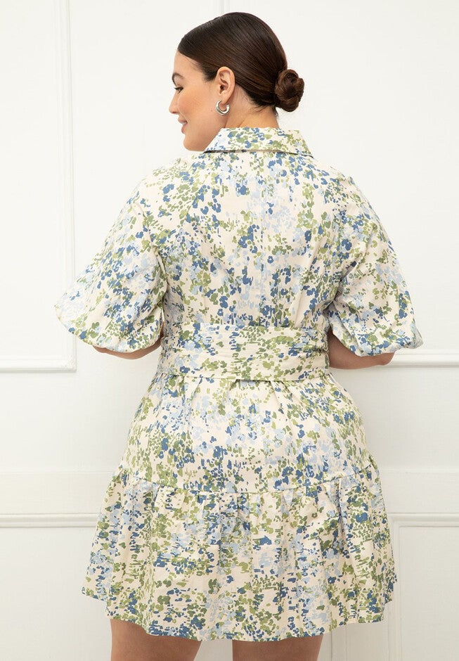 ELOQUII Elements Button Down Dress With Flounce, , alternate image number null