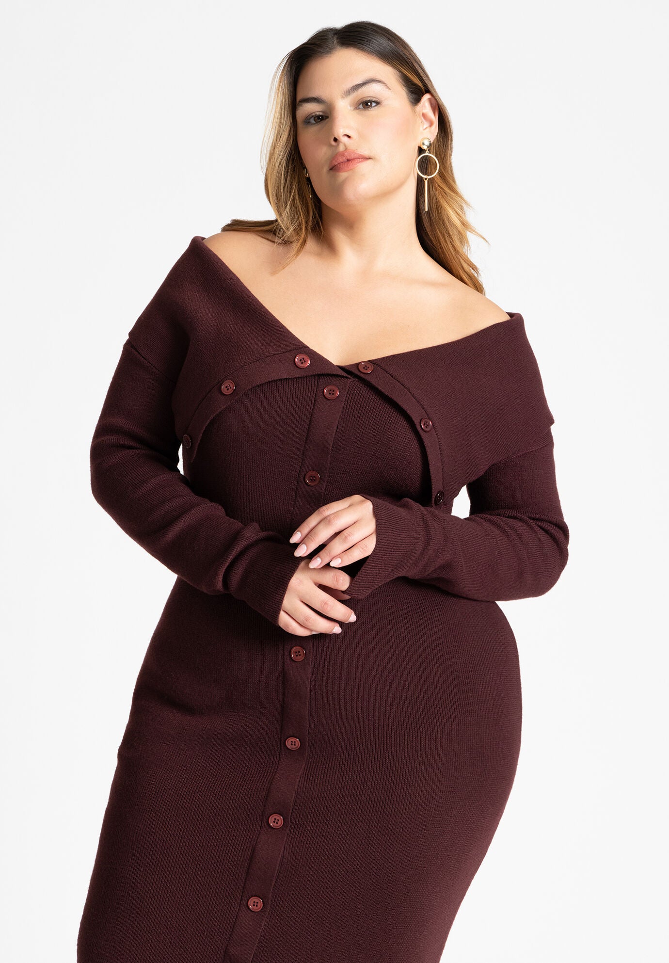 Plus size off the shoulder sweater dress clearance
