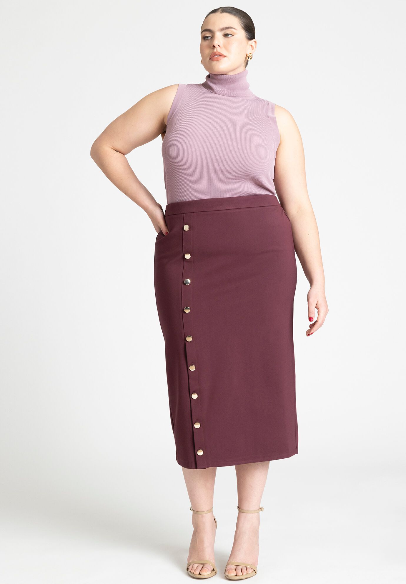 Plus Size Women Side Placket Skirt By (size 20)