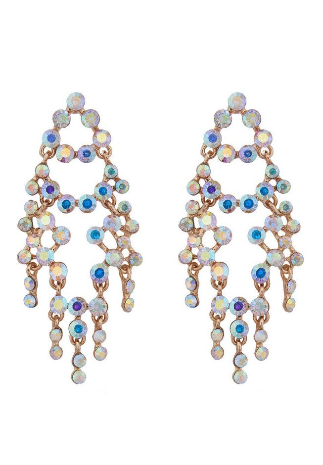 Circle Gem Chandelier Earrings, MULTI + GOLD, hi-res image number null