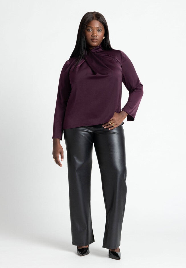 High Neck Drape Top, POTENT PURPLE, alternate image number null