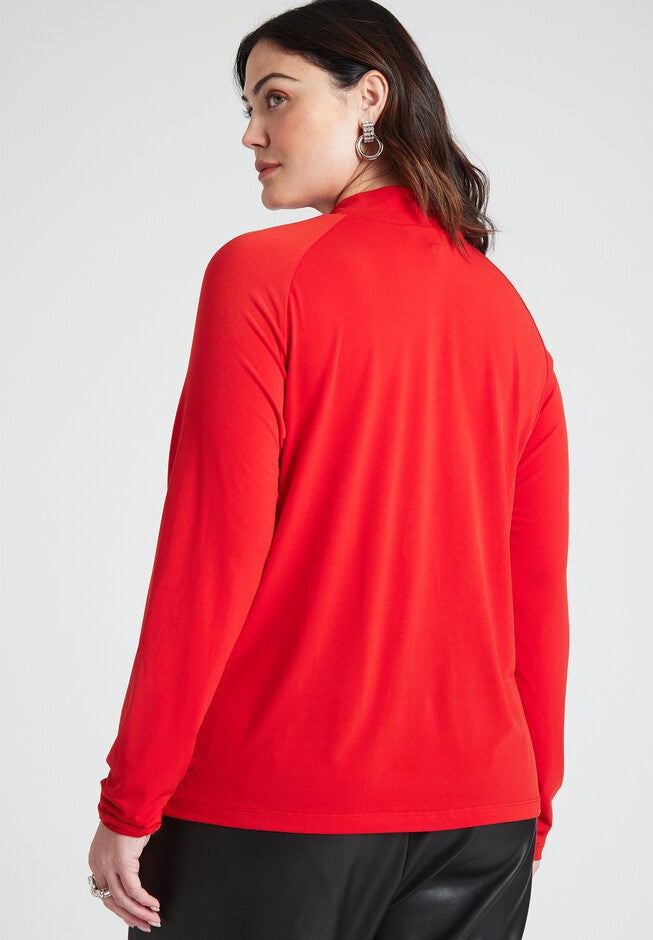 Mock Neck Top With Keyhole, , on-hover image number null