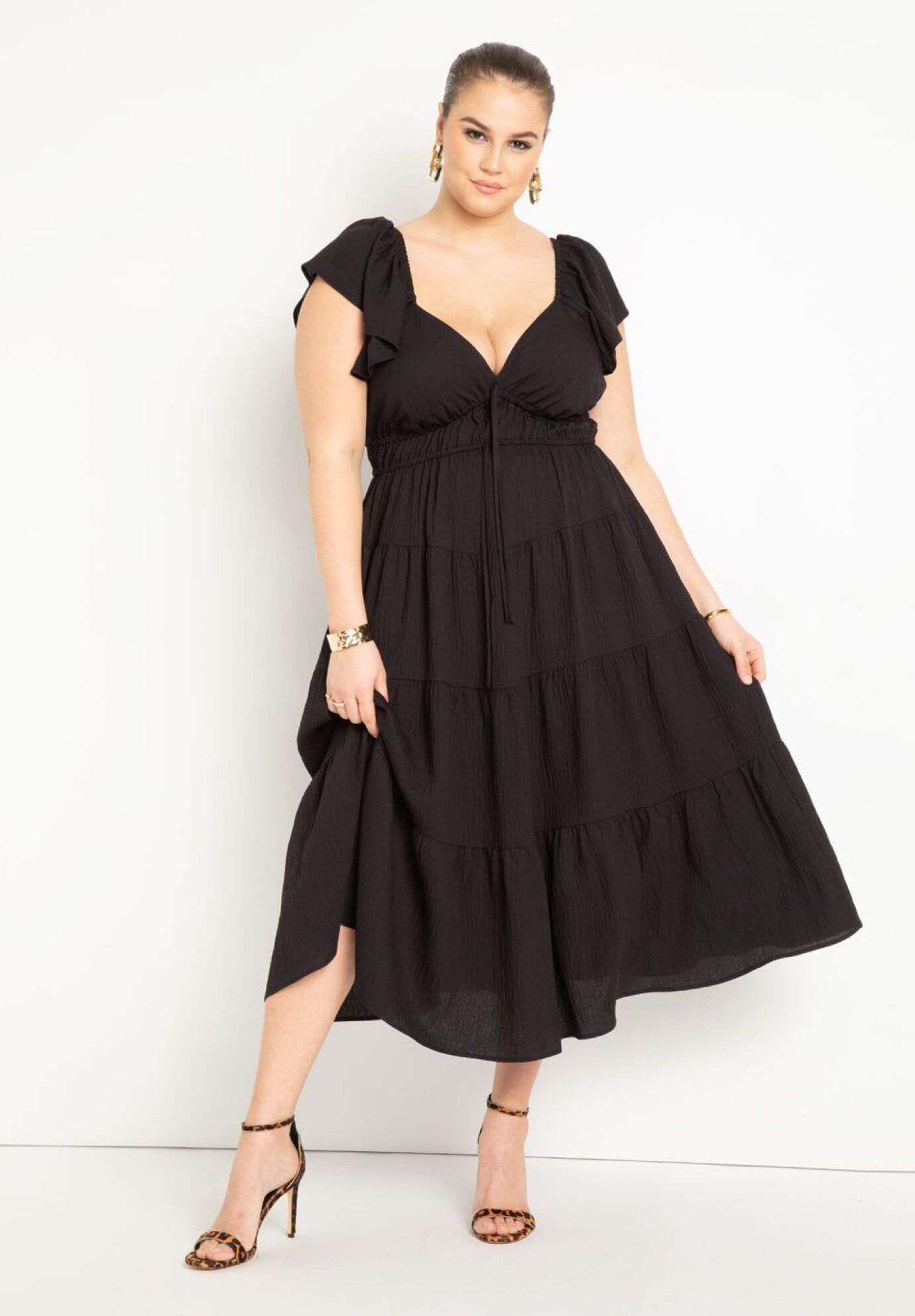 Sweetheart-Neck Maxi Dress in Black main image 1