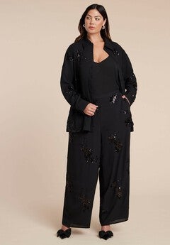 Floral Sequin Wide Leg Pant