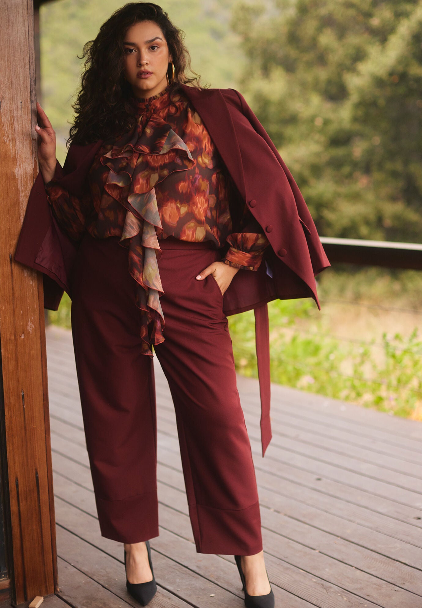 Straight Leg Cuffed Trouser