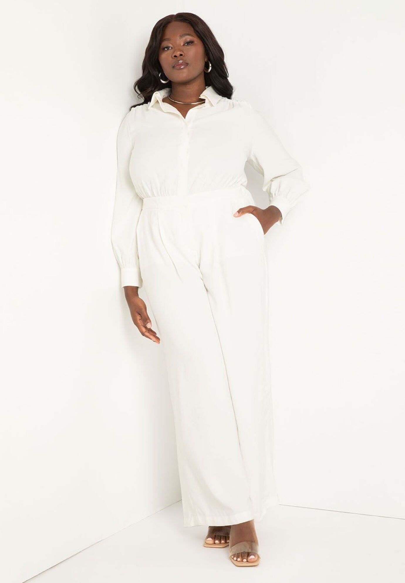 Eloquii white jumpsuit sale