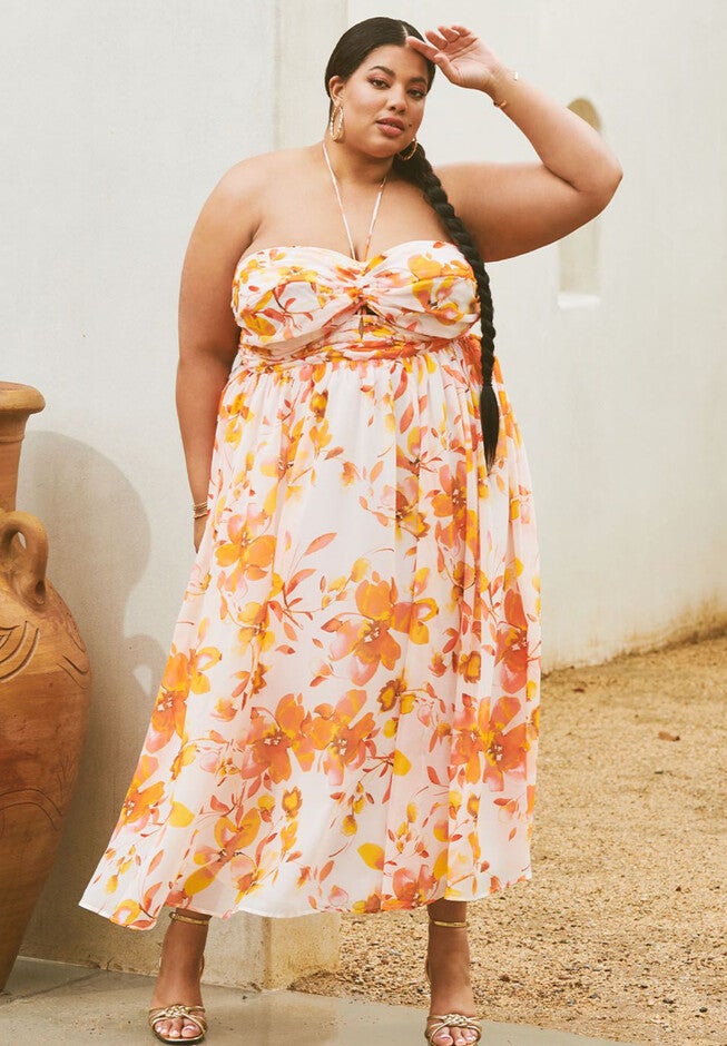 Printed Halter Dress, , alternate image number null