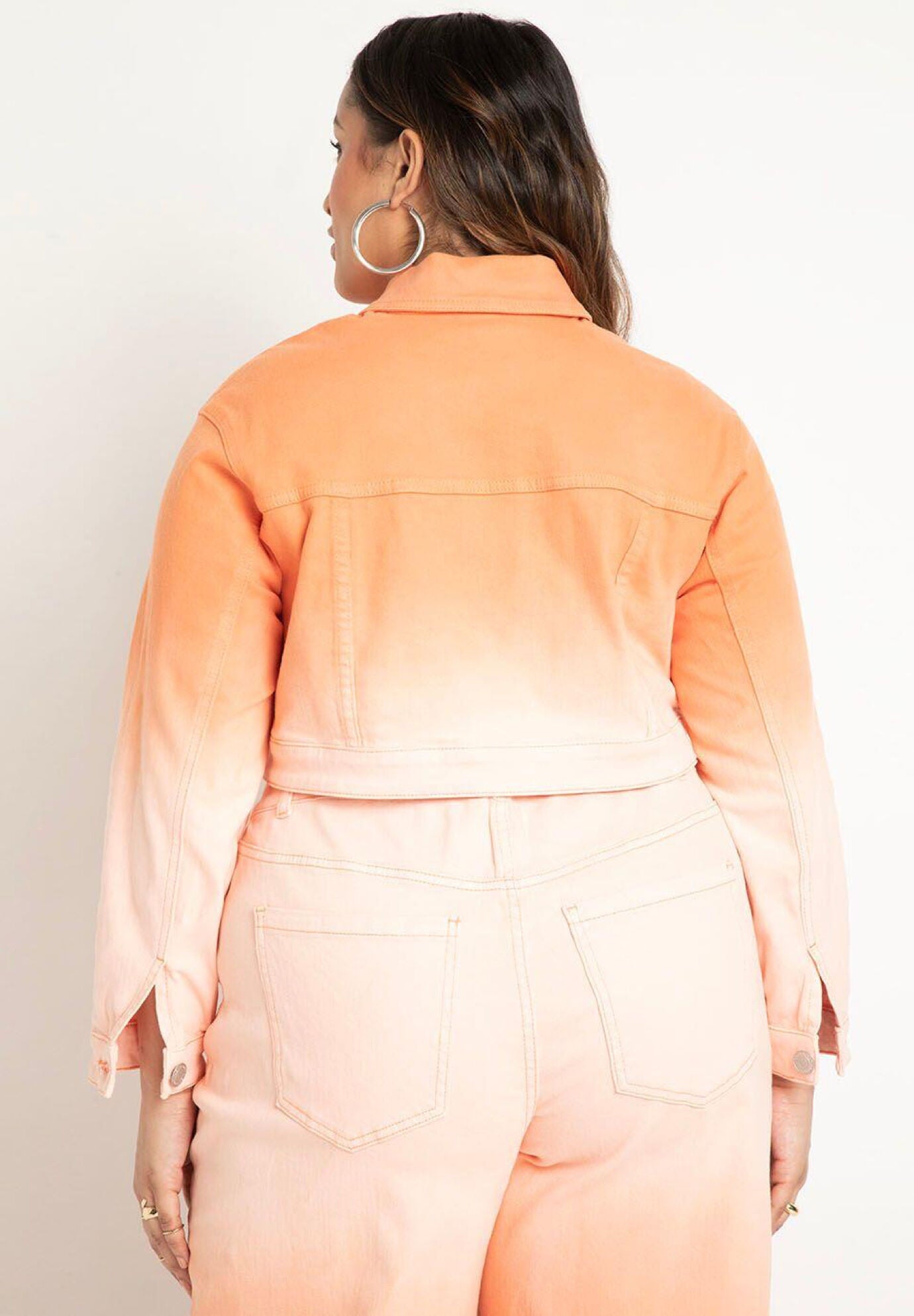 Ombre Denim Jacket with Cropped Style Summer Sun Eloquii