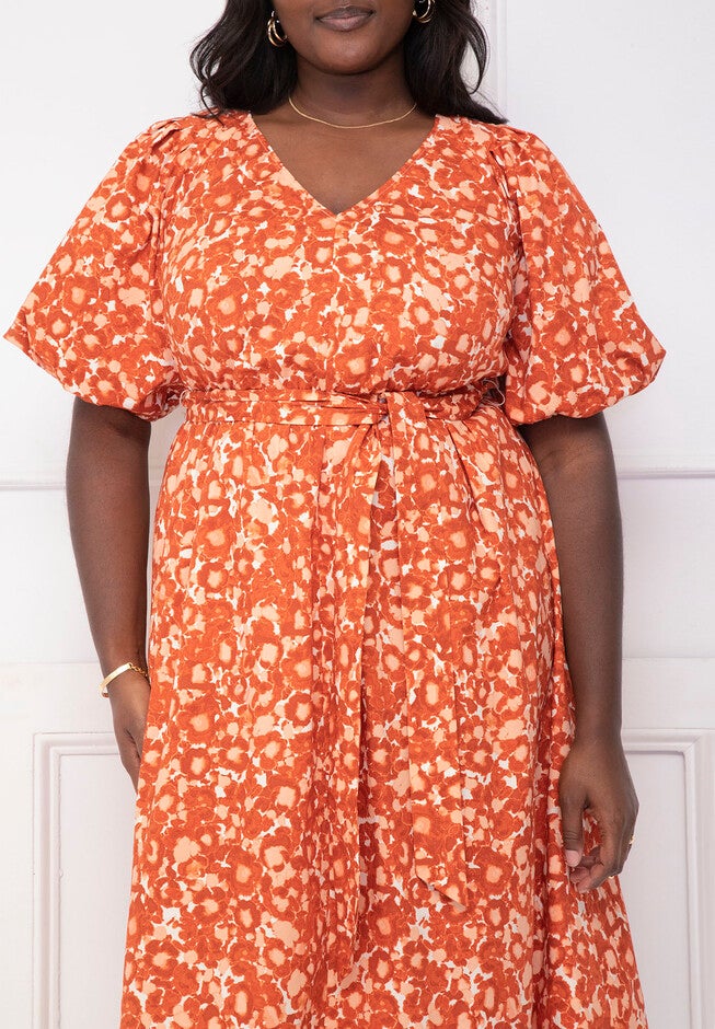 ELOQUII Elements Puff Sleeve Belted Dress, , alternate image number null