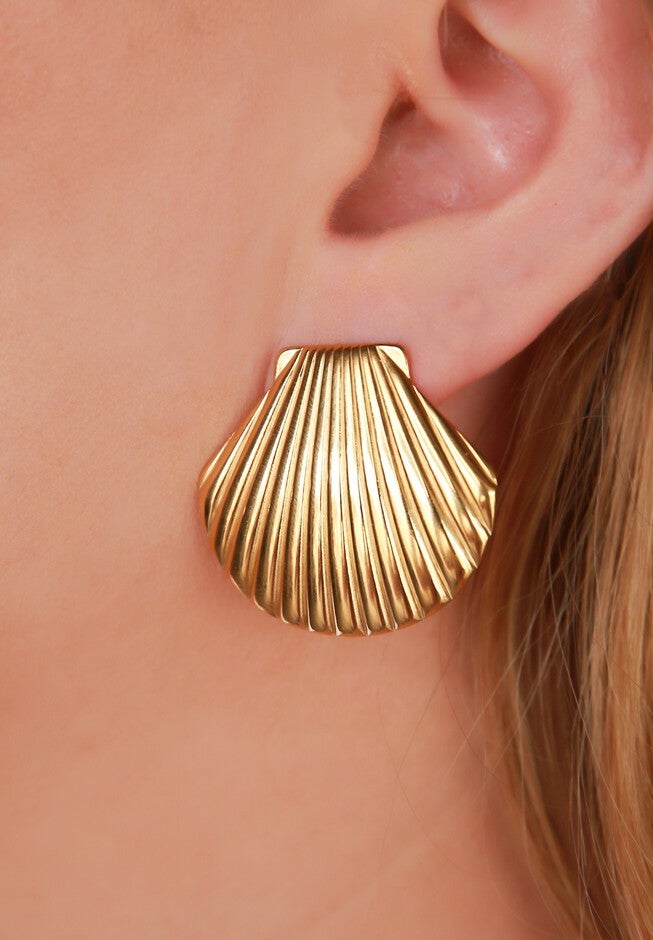Ariel Seashell Stud Earrings, , on-hover image number null