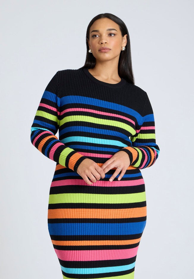 Variegated Stripe Maxi Dress, RAINBOW BRIGHT STRIPE, alternate image number null