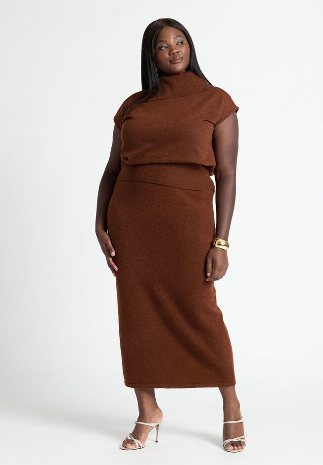 Asymmetrical Turtleneck Sweater, CHOCOLATE FONDANT, alternate image number null