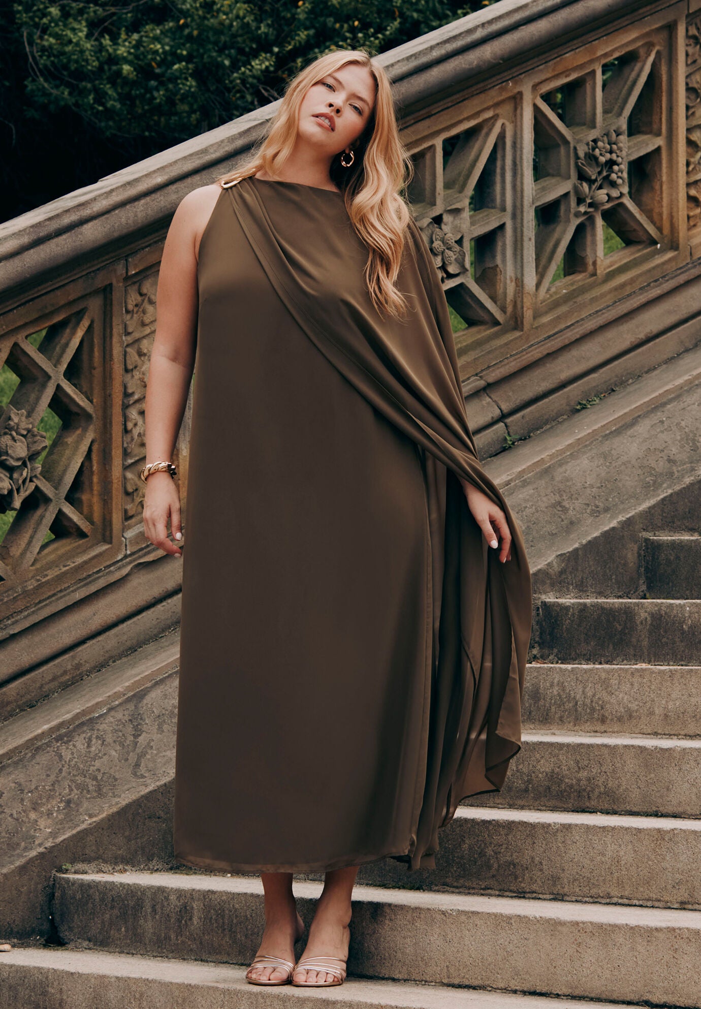Flutter Sleeve Dress - Cross Front Style, Black Onyx | ELOQUII