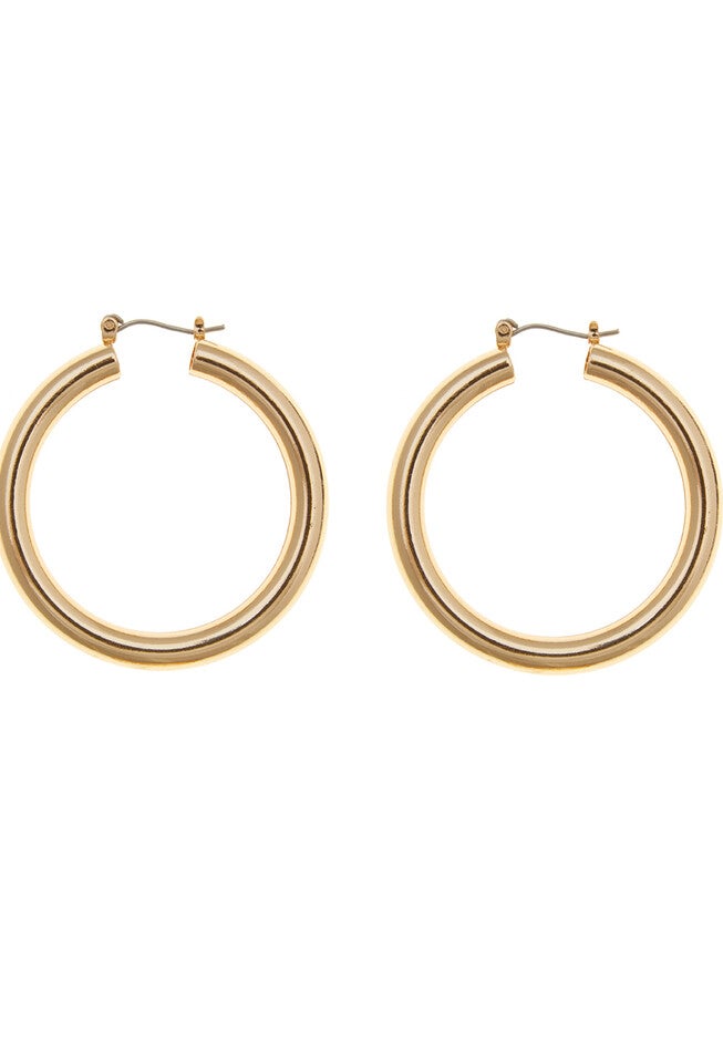 Medium Tube Hoop Earrings, GOLD, hi-res image number null