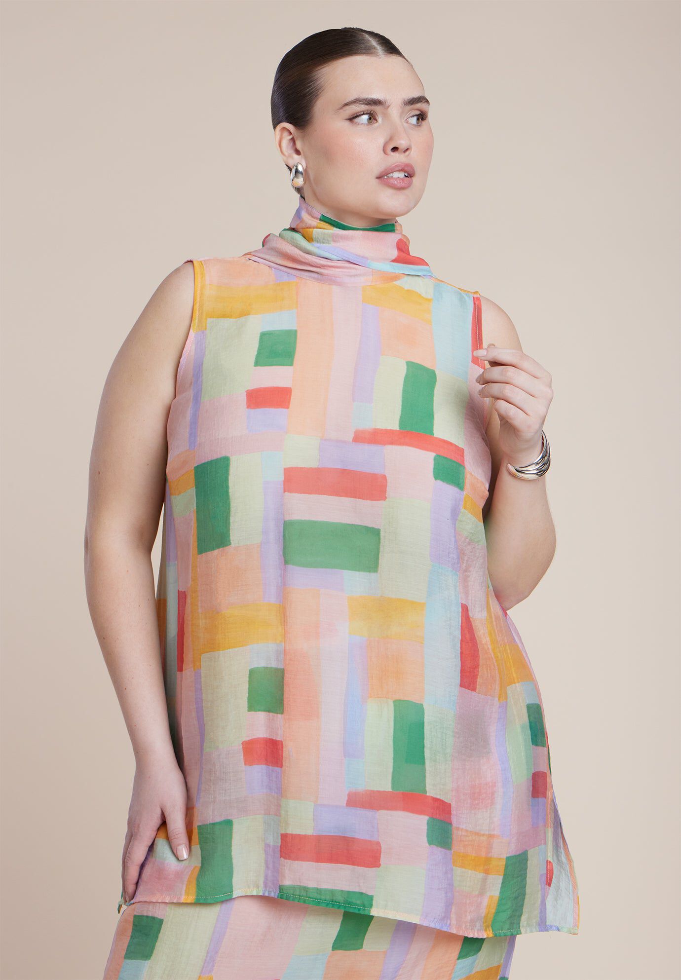 Sheer Neck-Tie Tunic