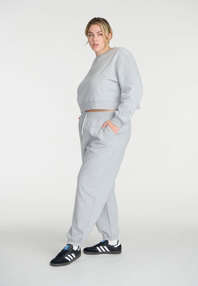 Knit Crew Neck Sweatshirt, HEATHER GREY, alternate image number null