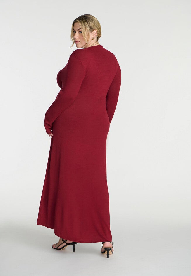 Funnel Neck Midi Sweater Dress, SYRAH, on-hover image number null