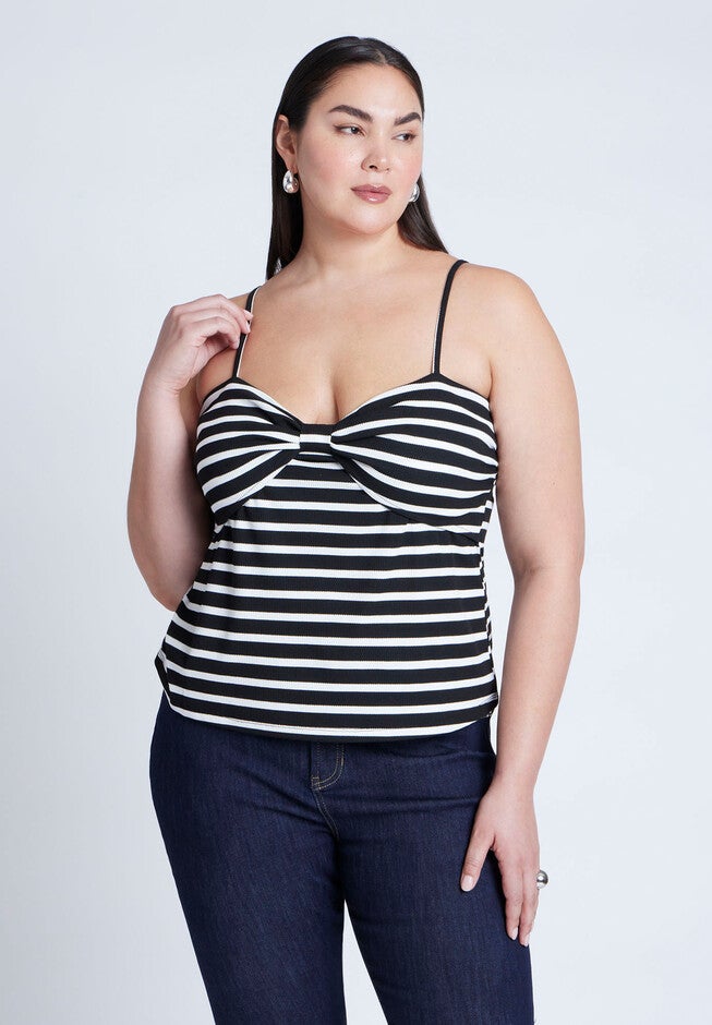 Striped Sweetheart Tank, BLACK WHITE STRIPE, hi-res image number null