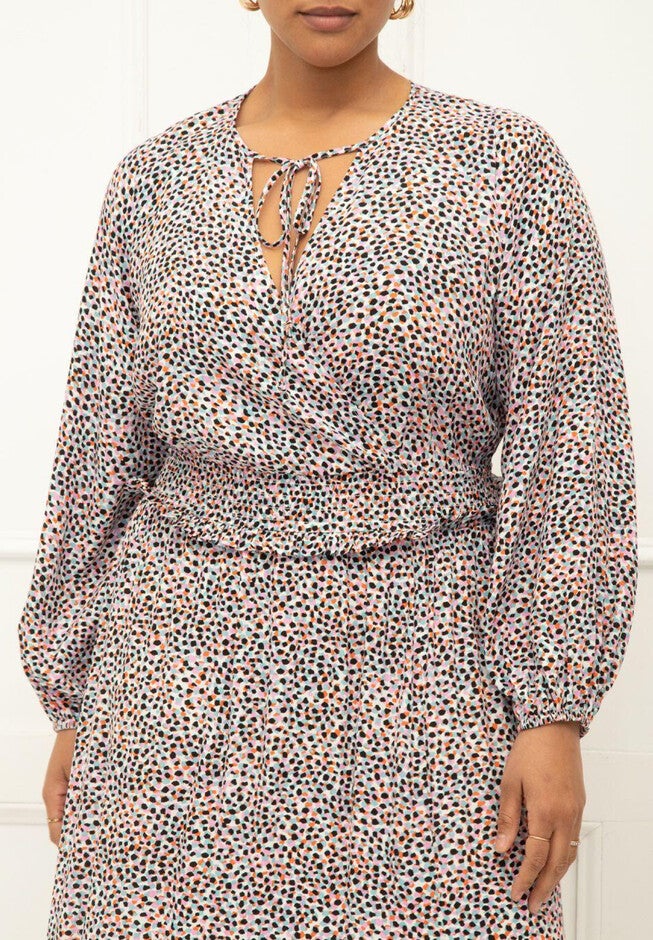 ELOQUII Elements Poet Sleeve Smocked Waist Maxi Dress, , on-hover image number null