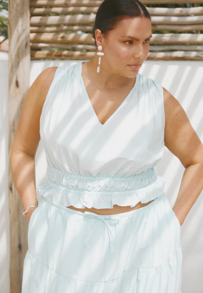 Shirred Top, STARLIGHT BLUE, hi-res image number 0
