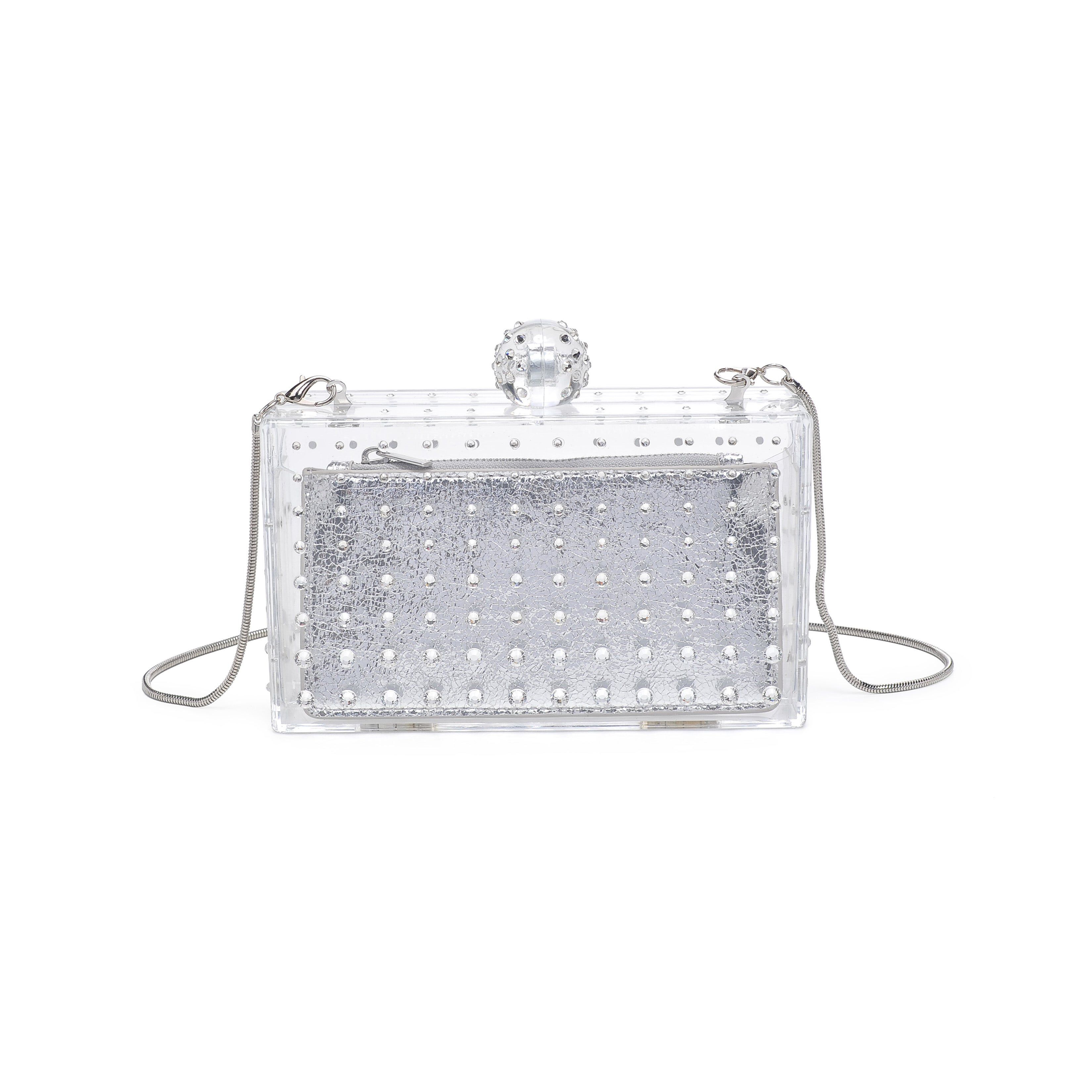 Clear Minaudiere With Sparkle Detail, CLEAR, hi-res image number 0
