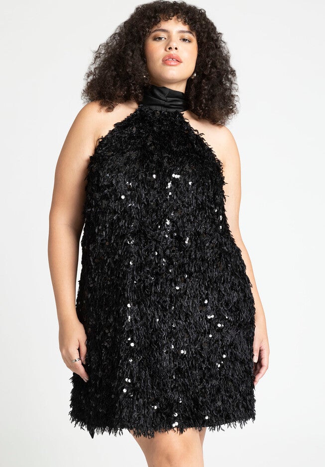 Scarf Neck Textured Mini Dress, , alternate image number null